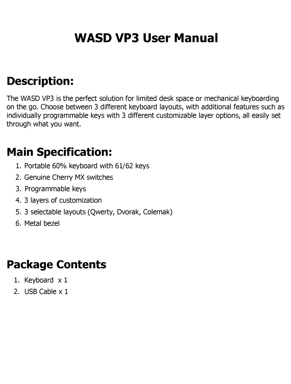 WASD VP3 USER MANUAL Pdf Download ManualsLib
