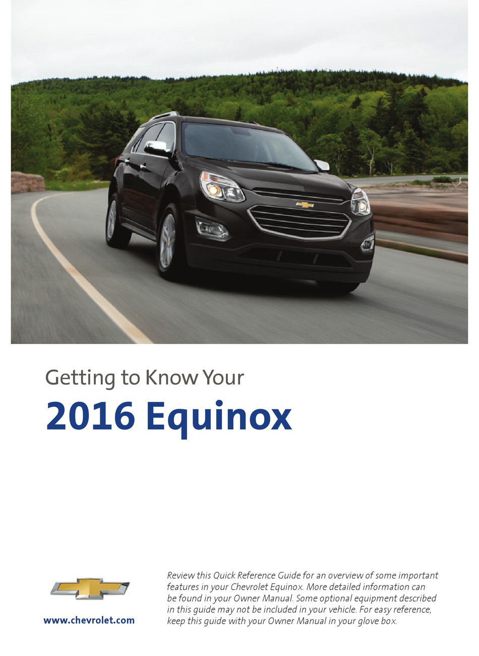 CHEVROLET 2016 EQUINOX GETTING TO KNOW MANUAL Pdf Download ManualsLib