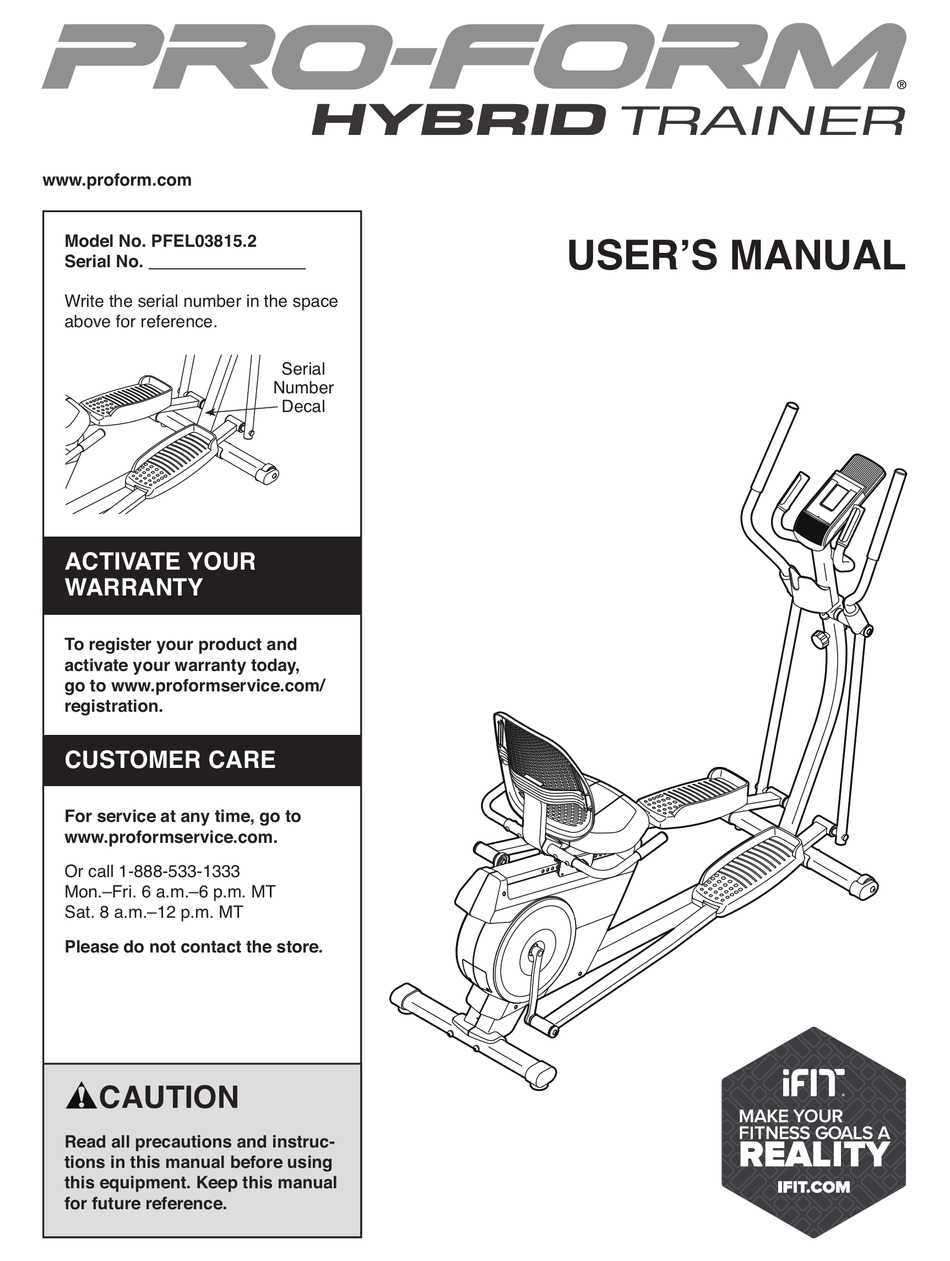 proform hybrid trainer manual pdf