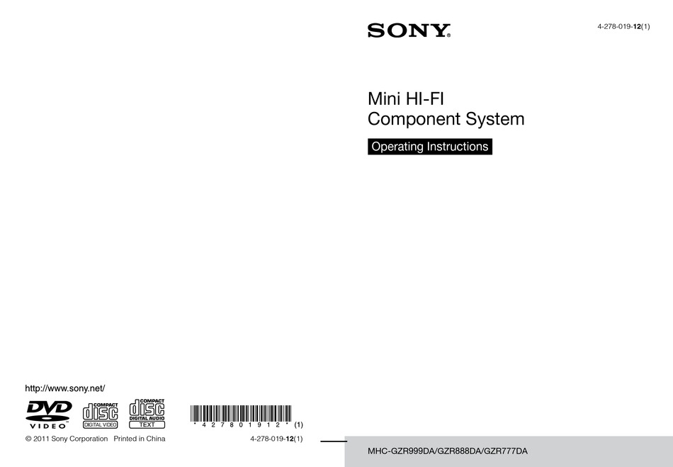 SONY MHC-GZR999DA OPERATING INSTRUCTIONS MANUAL Pdf Download | ManualsLib