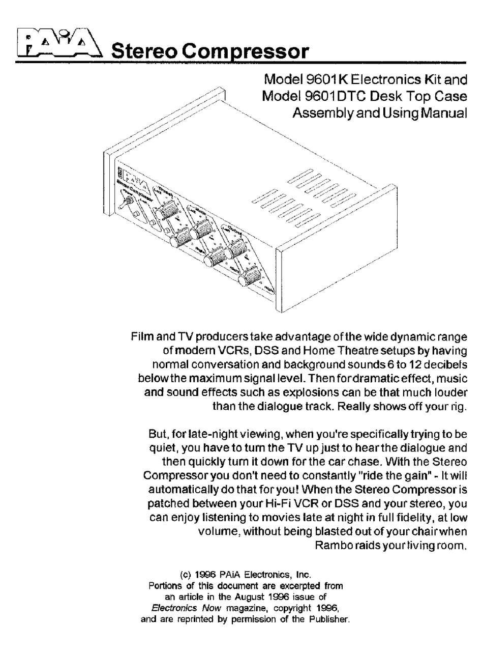 PAIA 9601K ASSEMBLY AND USING MANUAL Pdf Download ManualsLib