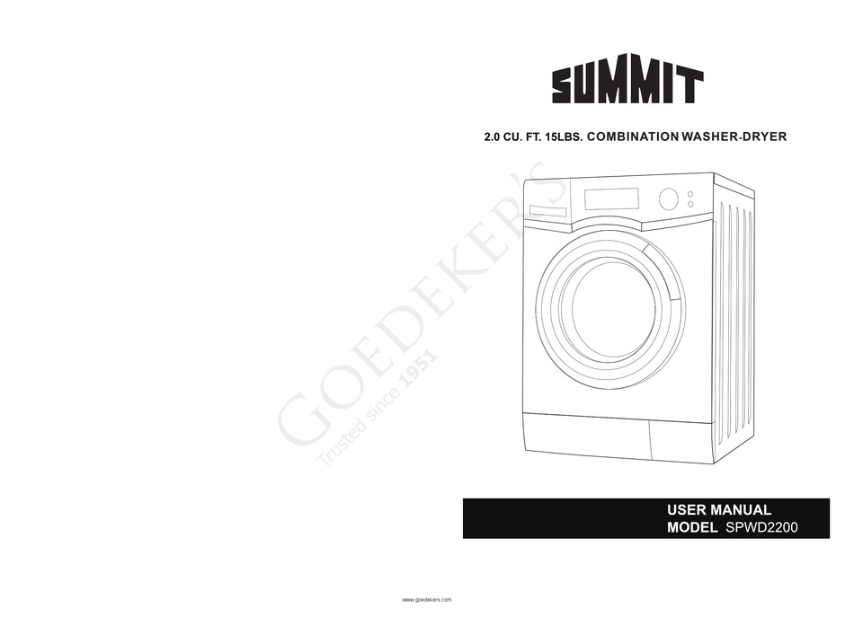 SUMMIT SPWD2200 USER MANUAL Pdf Download ManualsLib
