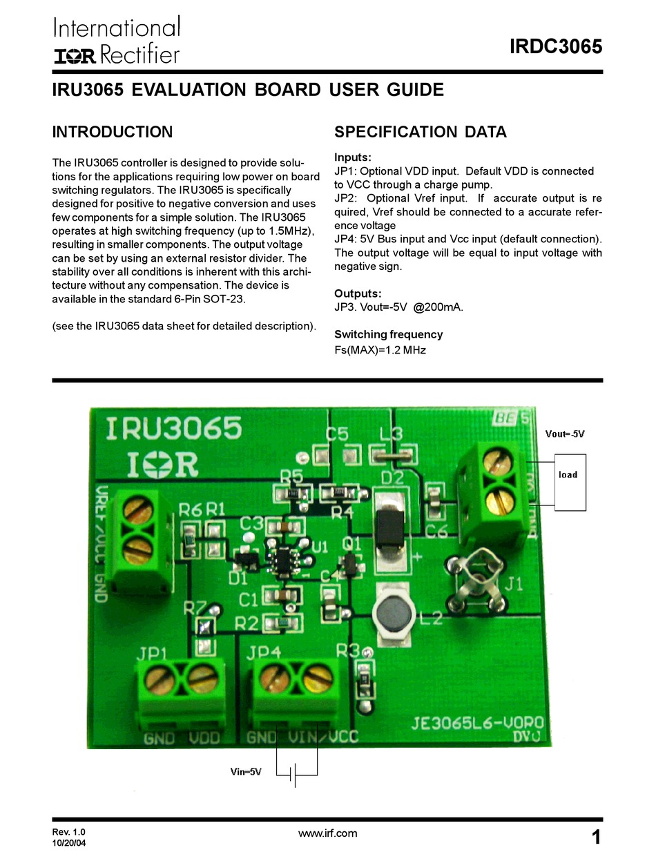 INTERNATIONAL RECTIFIER IRU3065 USER MANUAL Pdf Download ManualsLib