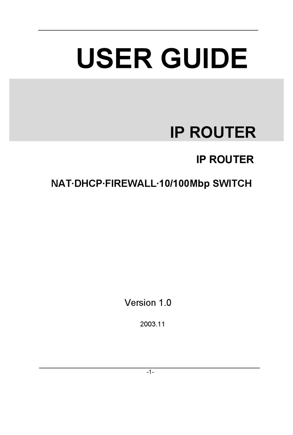 GENERIC IP ROUTER USER MANUAL Pdf Download ManualsLib