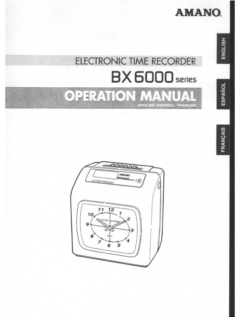 Amano Bx6000 Operation Manual Pdf Download Manualslib