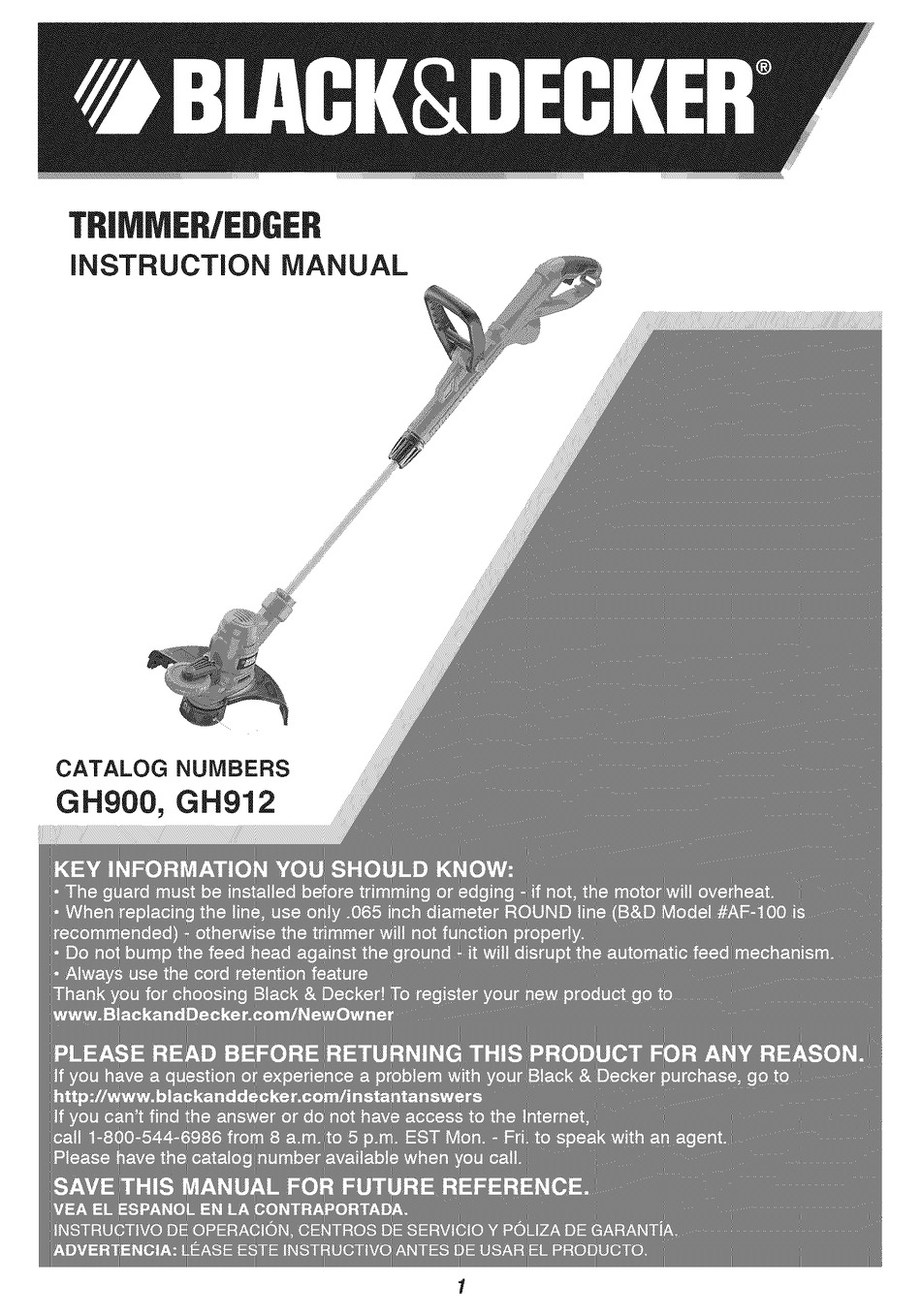 BLACK & DECKER GH900 INSTRUCTION MANUAL Pdf Download ManualsLib