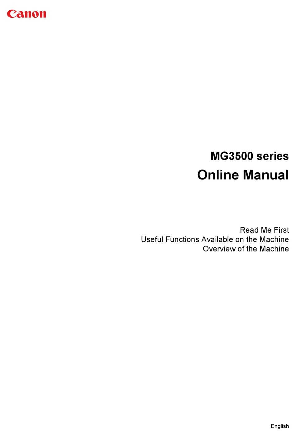 CANON MG3500 SERIES ONLINE MANUAL Pdf Download | ManualsLib