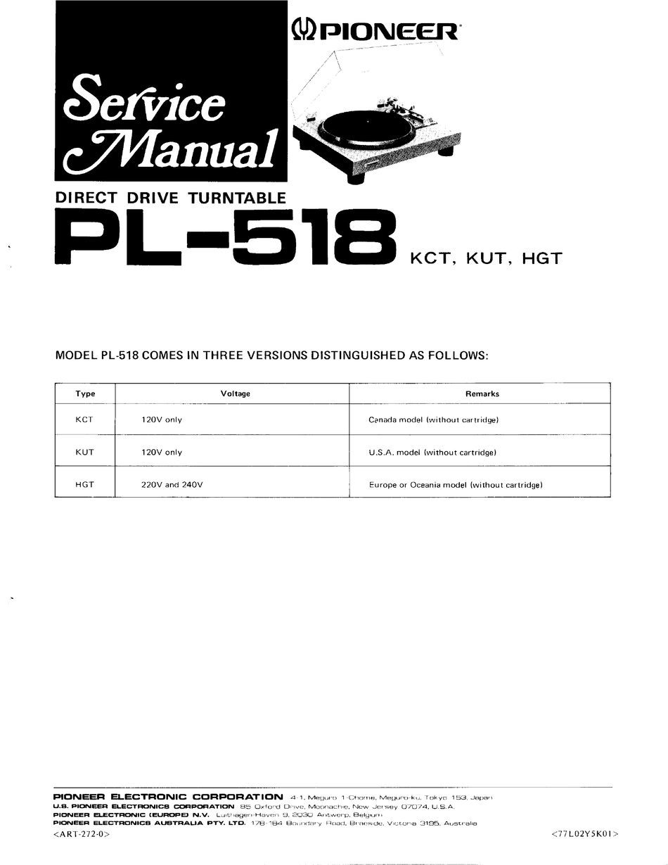 Service Manual-Anleitung für Pioneer PL-930 