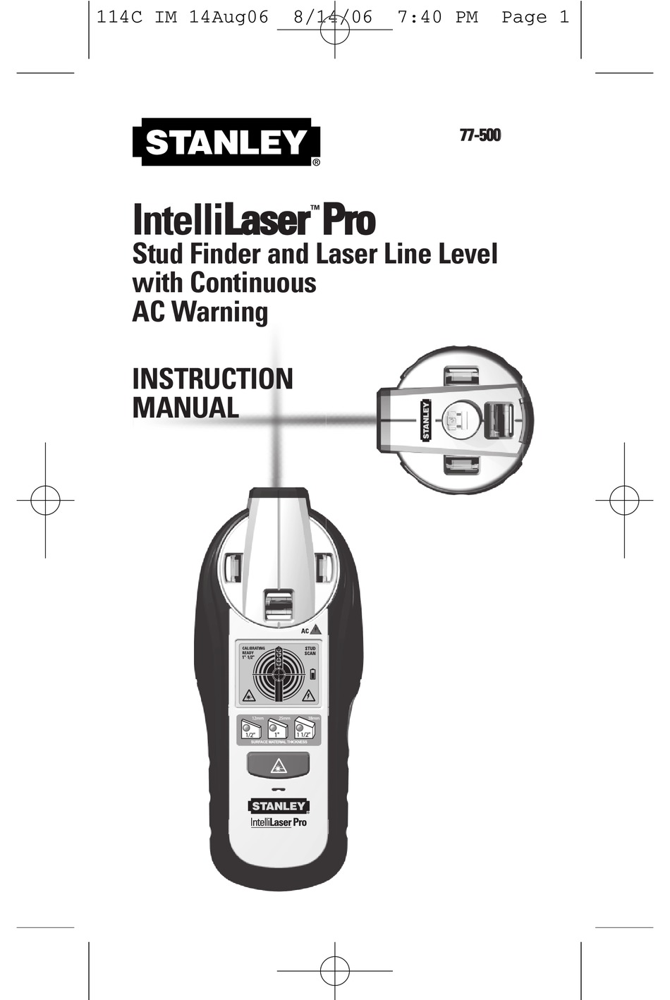 STANLEY INTELLILASER PRO INSTRUCTION MANUAL Pdf Download ManualsLib