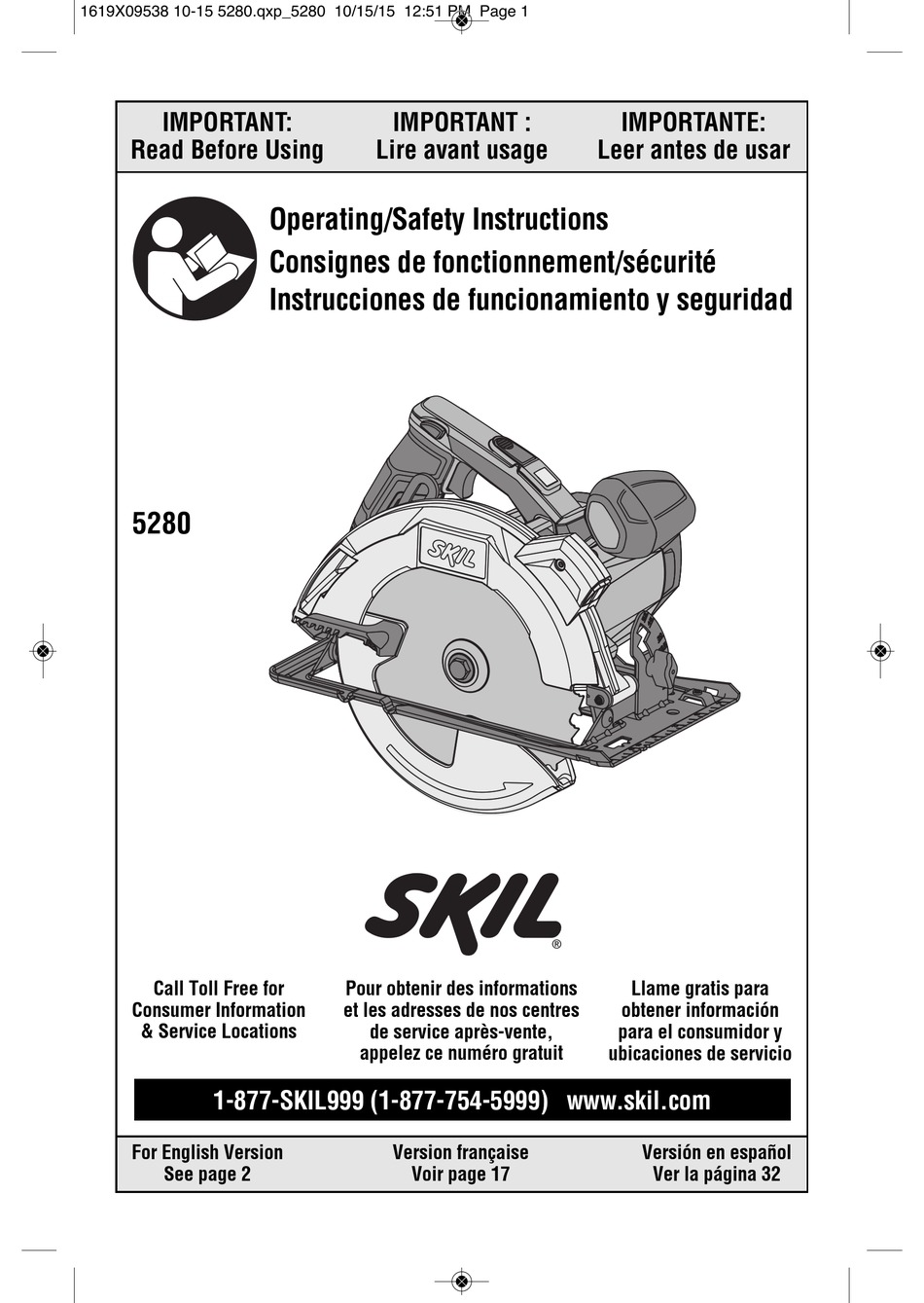 SKIL 5280 OPERATING/SAFETY INSTRUCTIONS MANUAL Pdf Download ManualsLib