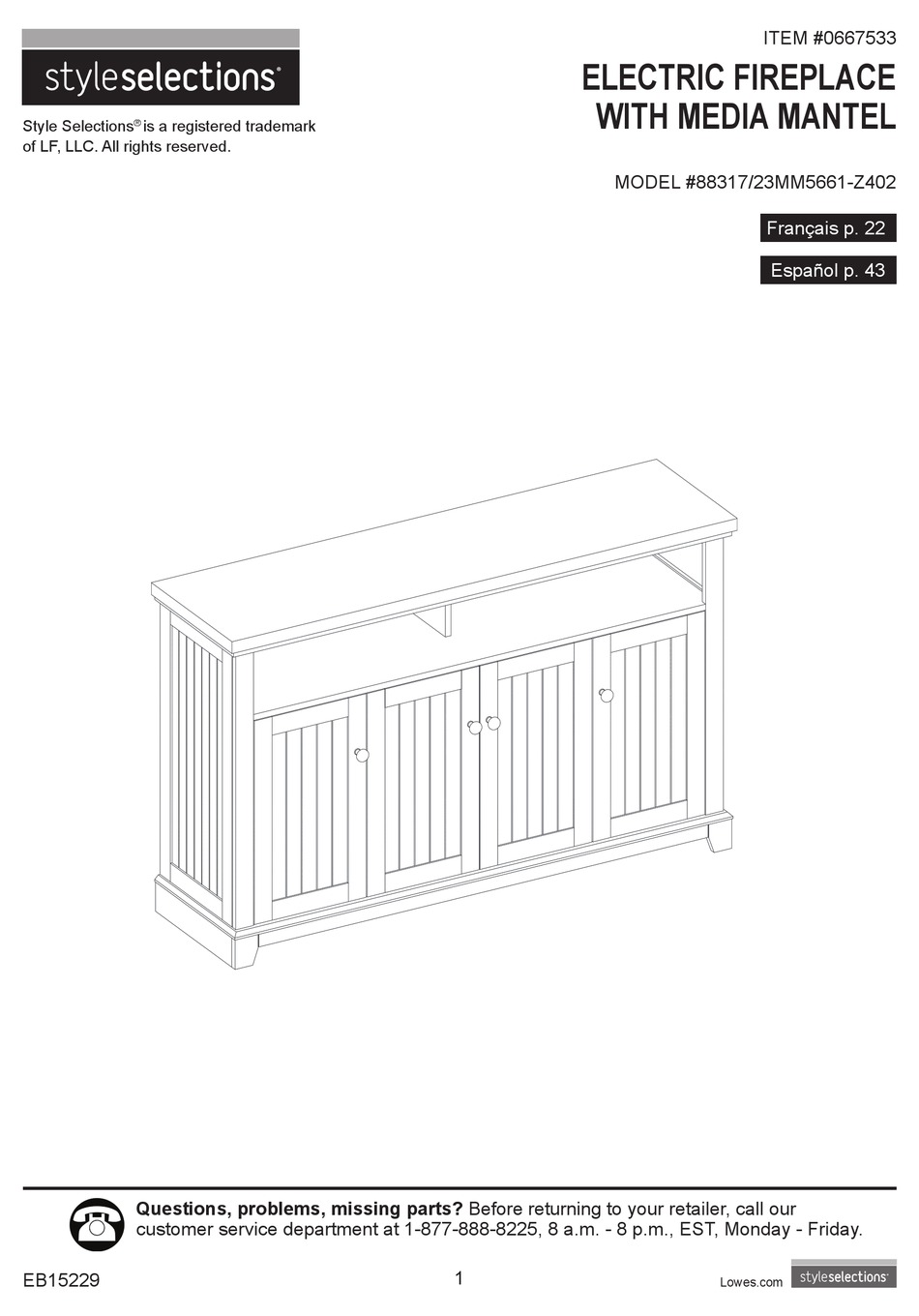 STYLE SELECTIONS 88317/23MM5661Z402 INSTRUCTION MANUAL Pdf Download