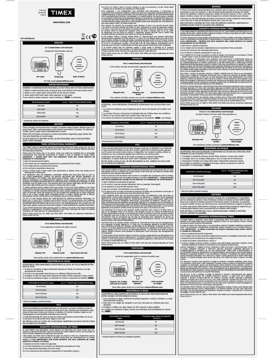 TIMEX W154 INSTRUCTIONS MANUAL Pdf Download ManualsLib