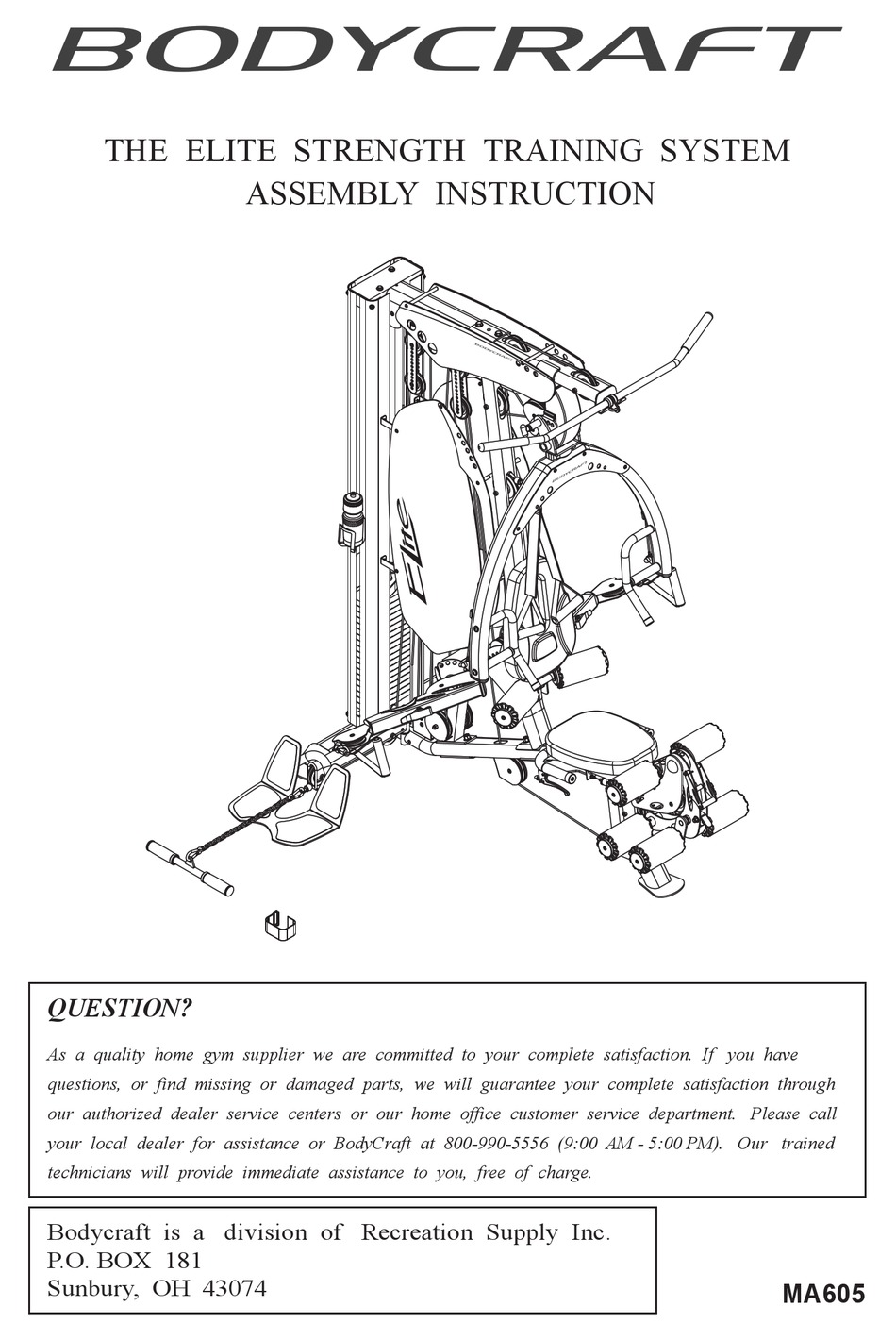 Bodycraft elite discount home gym manual