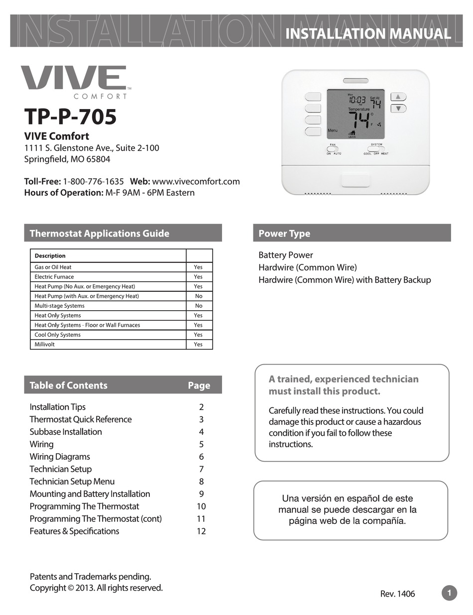 Vive Tp-P-705 Programmable Thermostat 