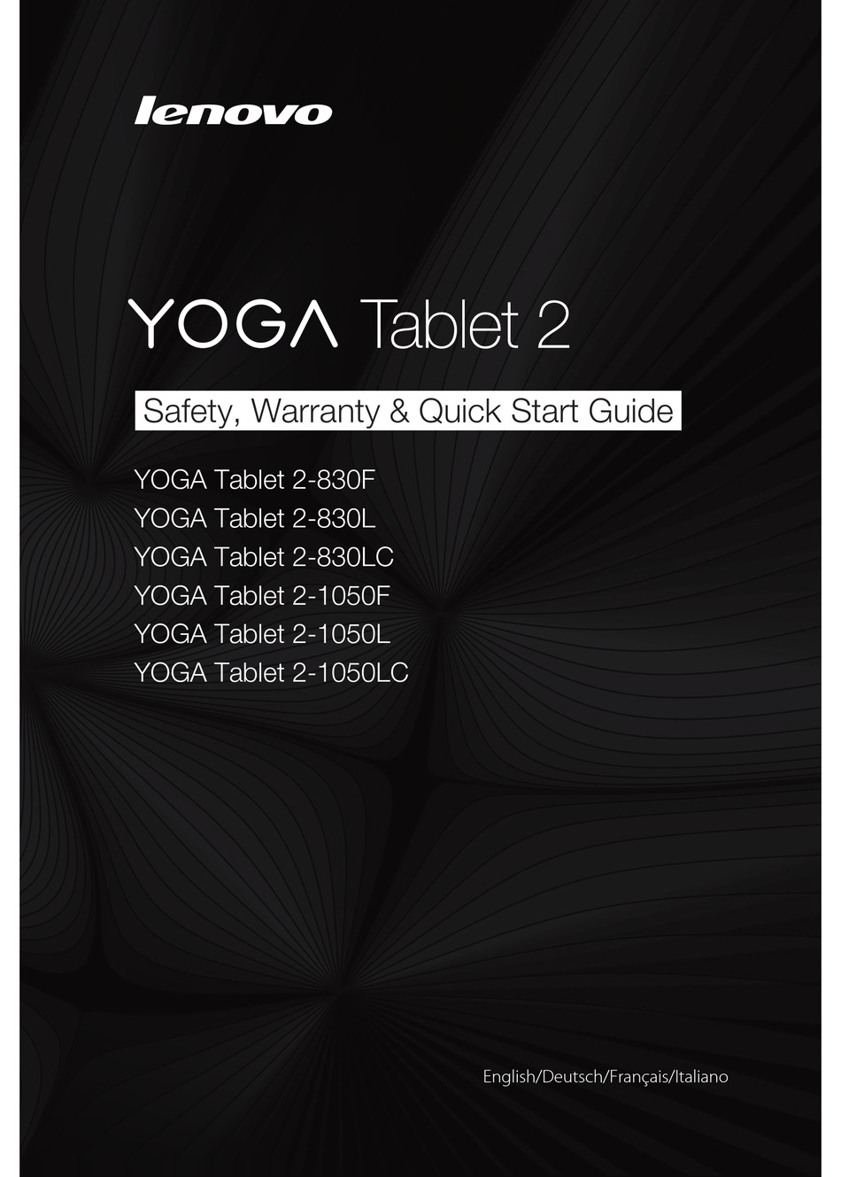 Lenovo Yoga Tablet 2 0lc Safety Warranty Quick Start Manual Pdf Download Manualslib