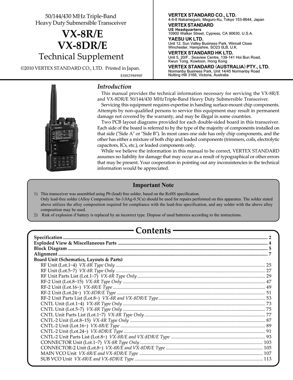 Yaesu Vx 8r E Service Manual Pdf Download Manualslib