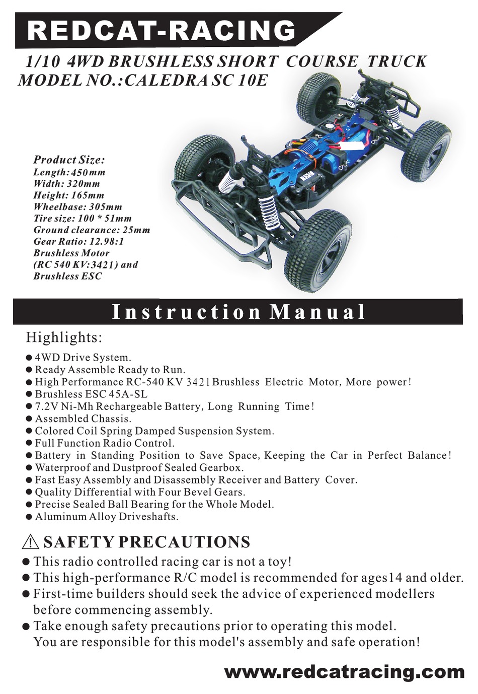 REDCAT RACING CALEDRASC 10E INSTRUCTION MANUAL Pdf Download ManualsLib
