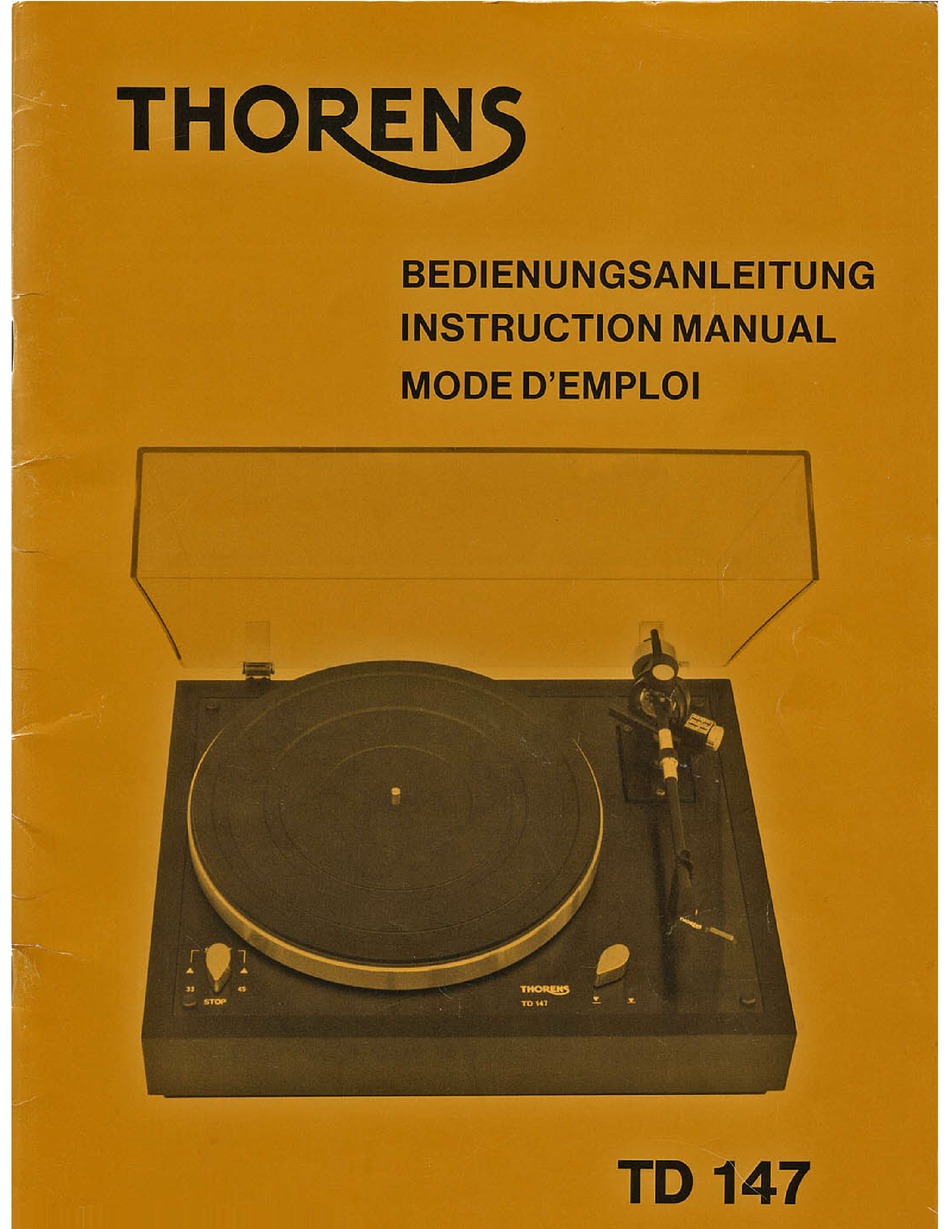 Service Manual-Anleitung für Thorens TD 125 