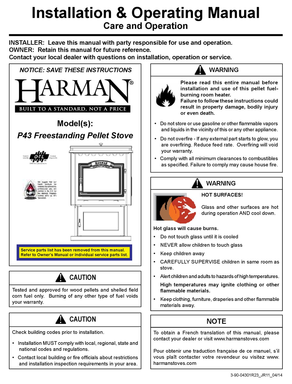 HARMAN P43 INSTALLATION u0026 OPERATING MANUAL Pdf Download | ManualsLib