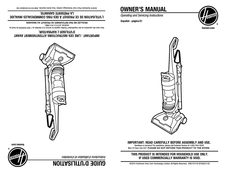 HOOVER UH71230 OWNER'S MANUAL Pdf Download ManualsLib