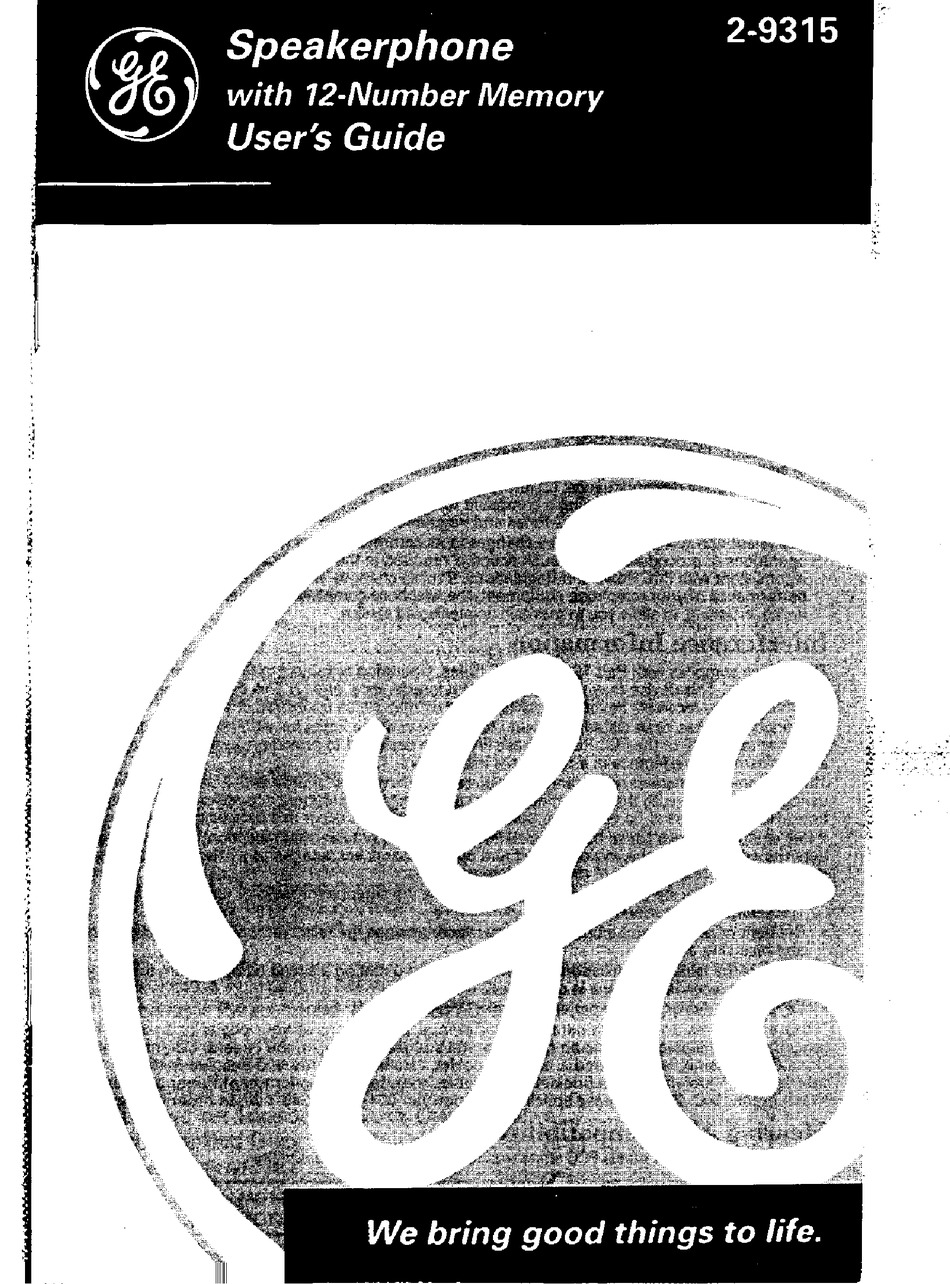 GE 2-9315 USER MANUAL Pdf Download | ManualsLib