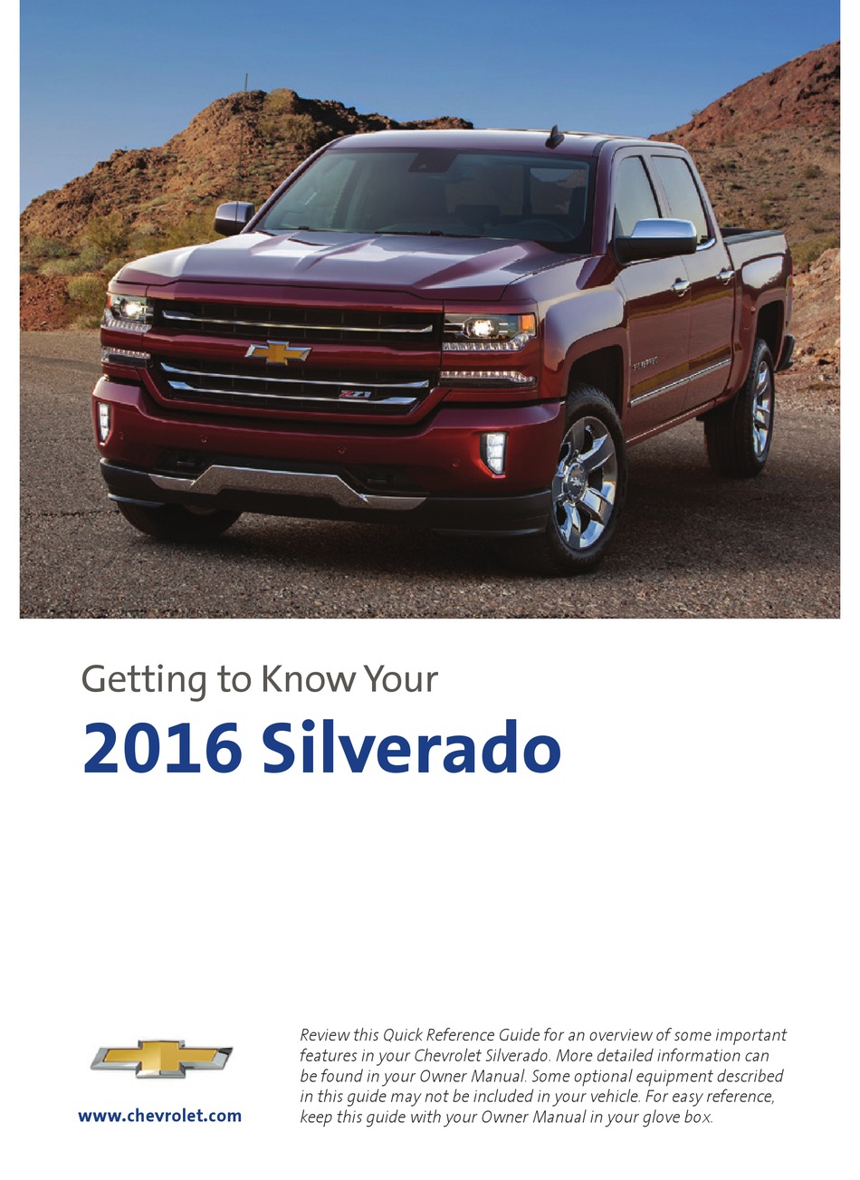2016 Chevrolet Silverado 1500 2500 3500 Owners Manual with warranty guide 