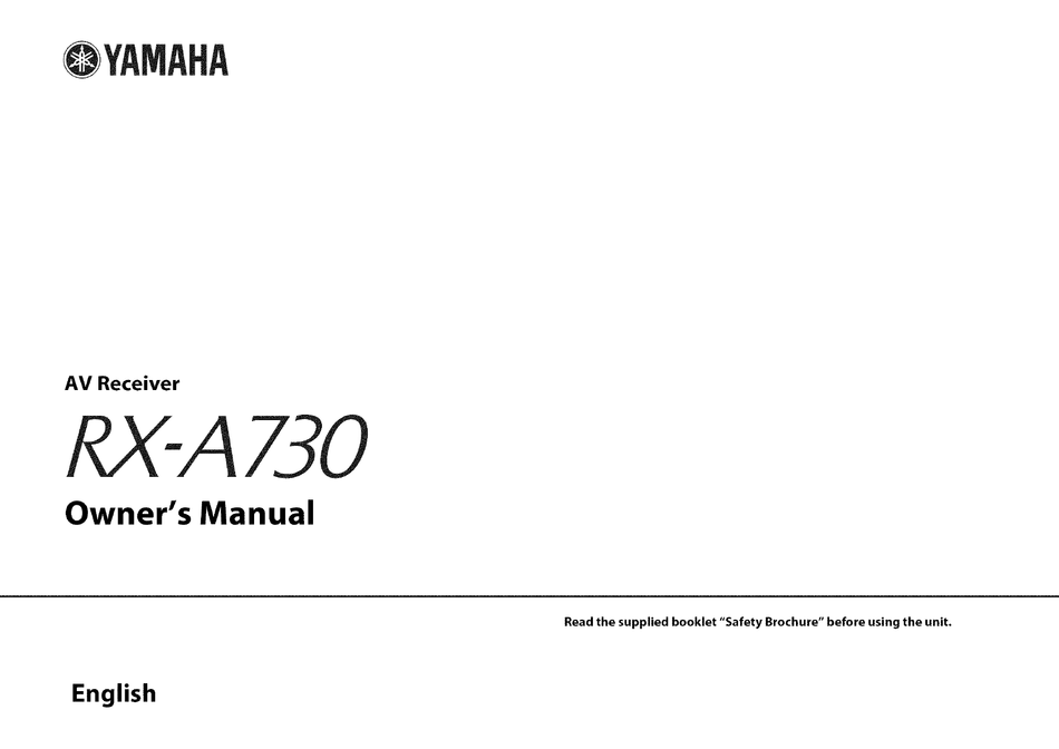 YAMAHA RX-A730 OWNER'S MANUAL Pdf Download | ManualsLib