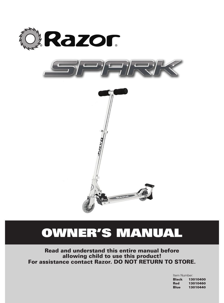 RAZOR SPARK OWNER'S MANUAL Pdf Download ManualsLib
