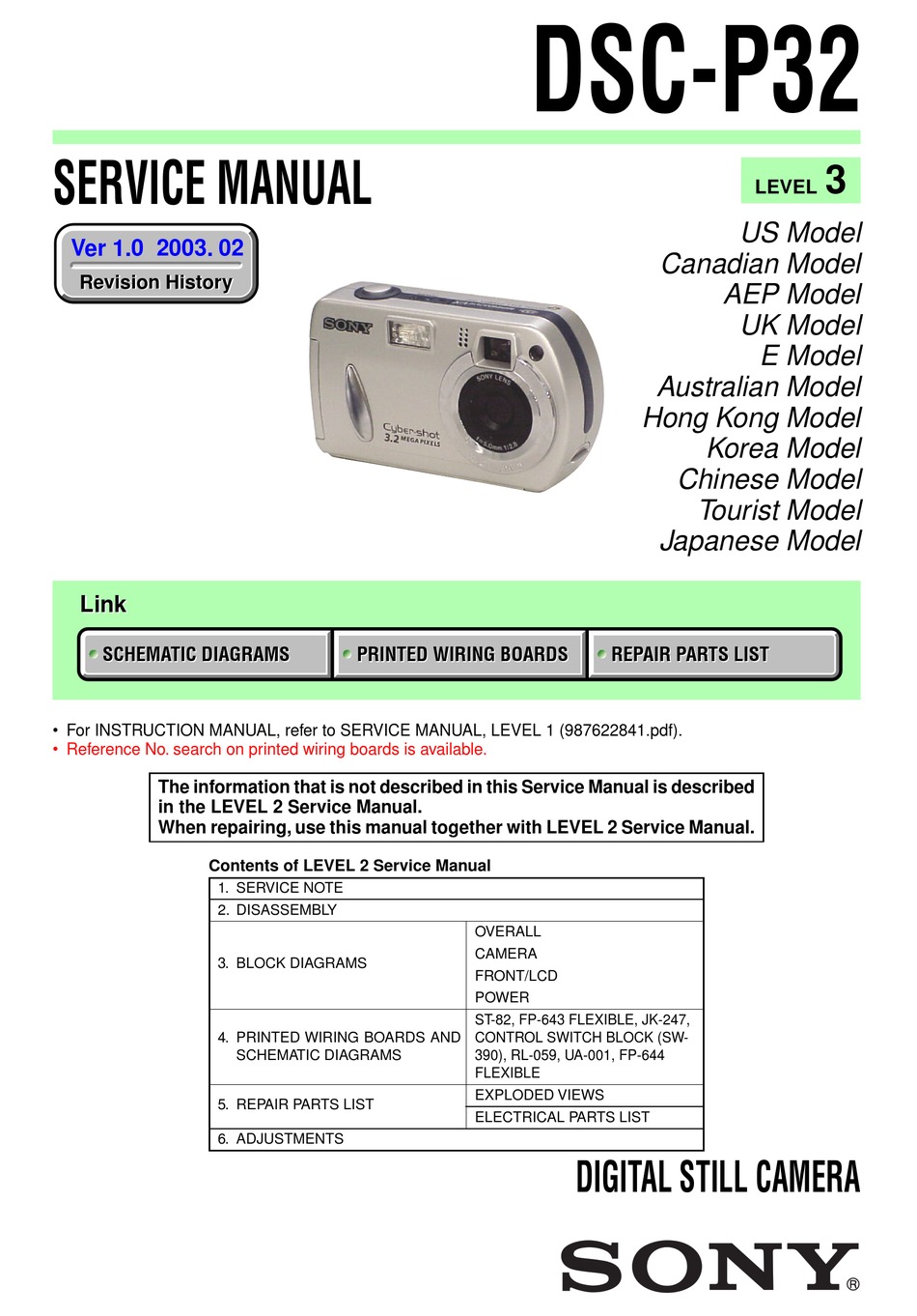 Sony Dsc P32 Service Manual Pdf Download Manualslib