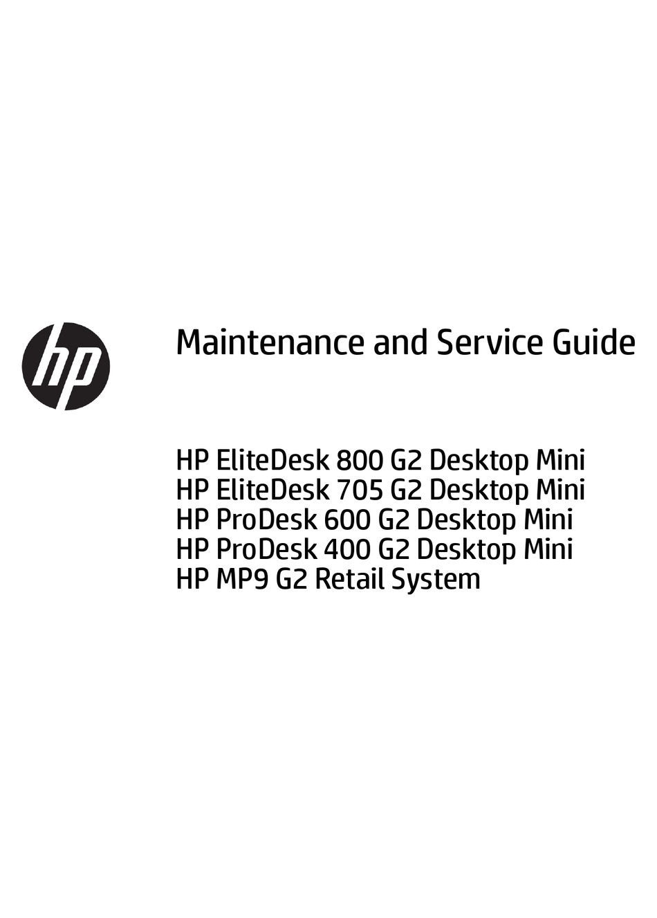 Hp Elitedesk 800 G2 Desktop Mini Maintenance And Service Manual Pdf Download Manualslib