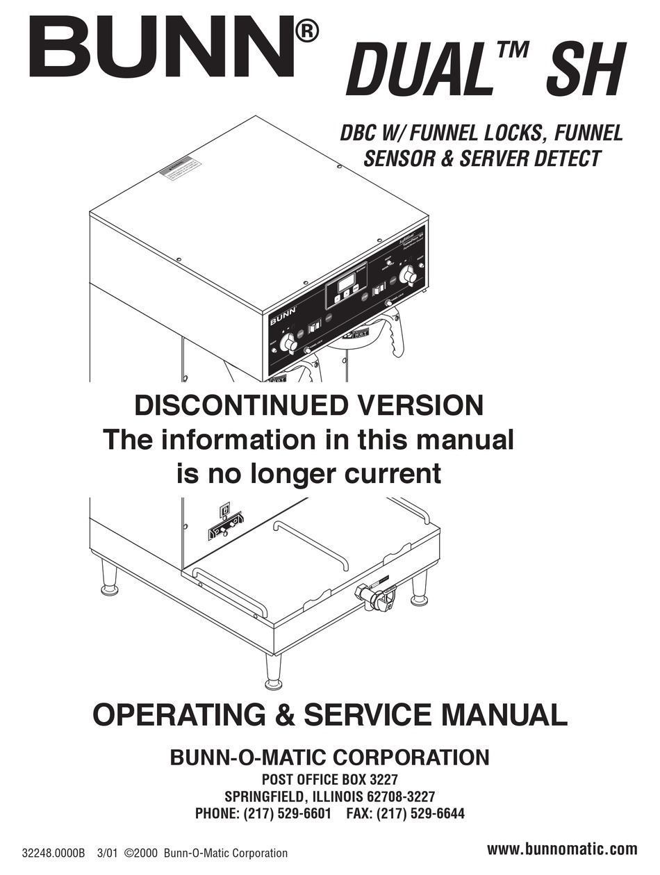 Bunn Dual Sh Operating Service Manual Pdf Download Manualslib