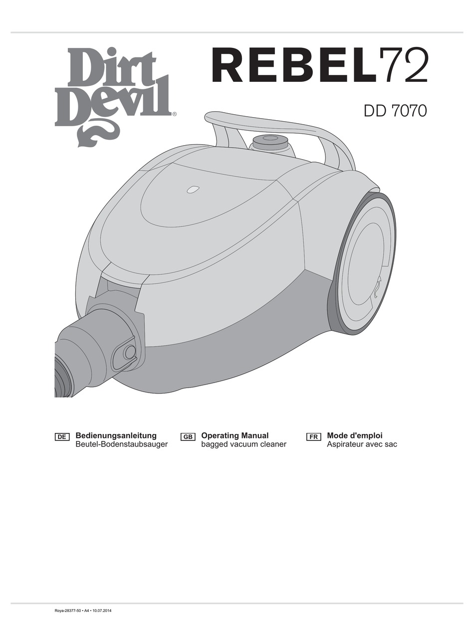 Dirt Devil Rebel72 Dd 7070 Operating Manual Pdf Download Manualslib