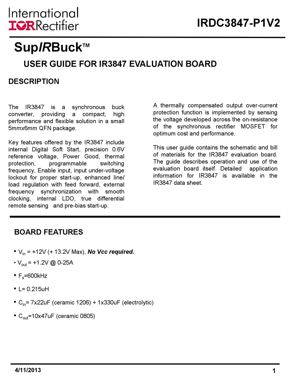 INTERNATIONAL RECTIFIER IR3847 USER MANUAL Pdf Download ManualsLib