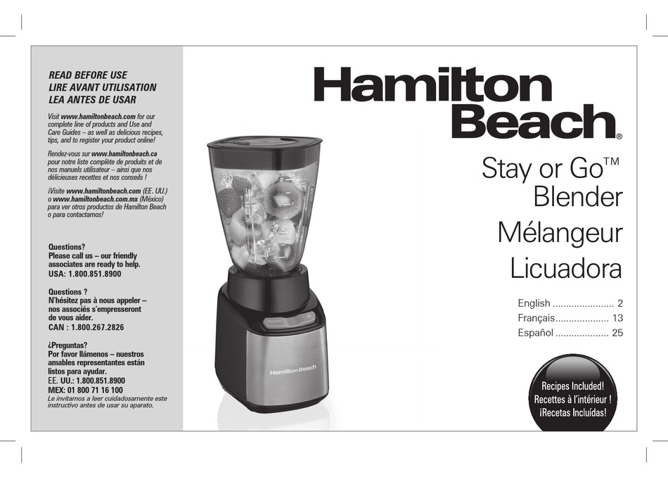 HAMILTON BEACH STAY OR GO INSTRUCTION MANUAL Pdf Download ManualsLib
