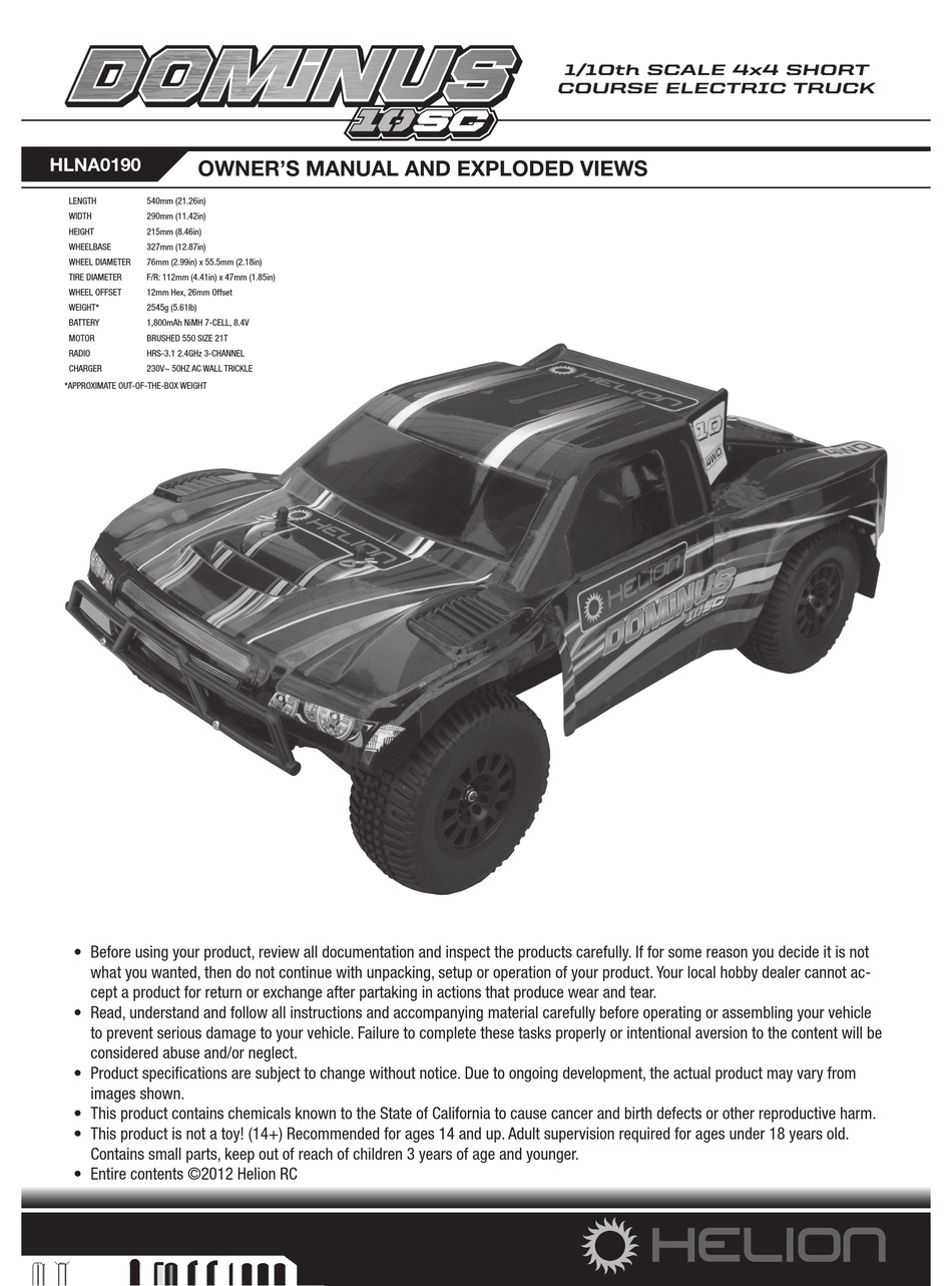 HELION DOMINUS 10SC OWNER'S MANUAL AND 
