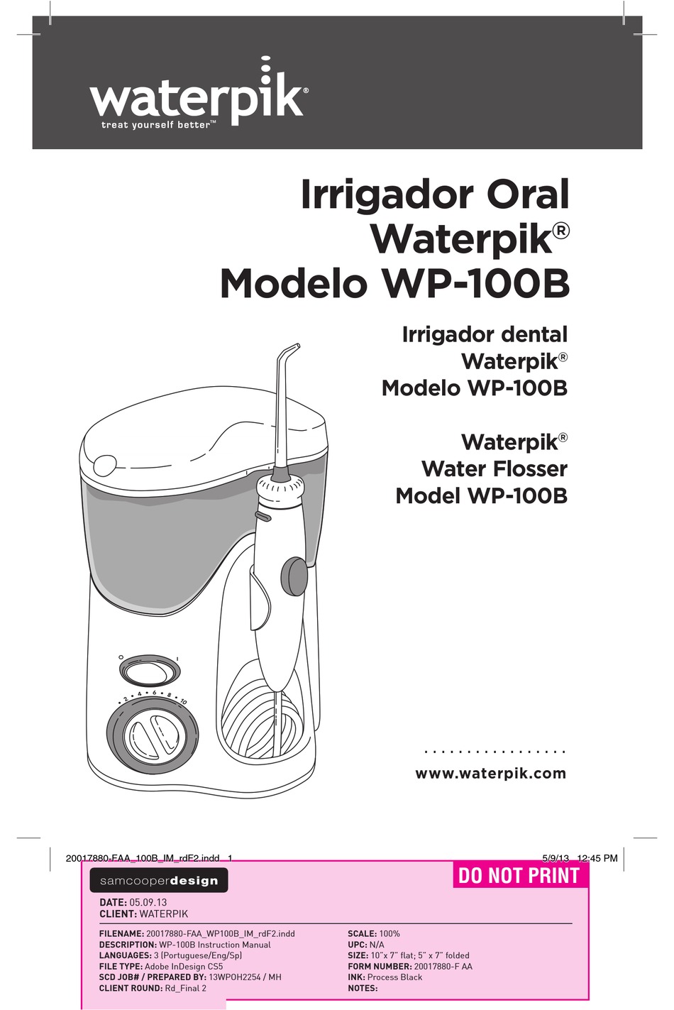 WATERPIK WP100B USER MANUAL Pdf Download ManualsLib