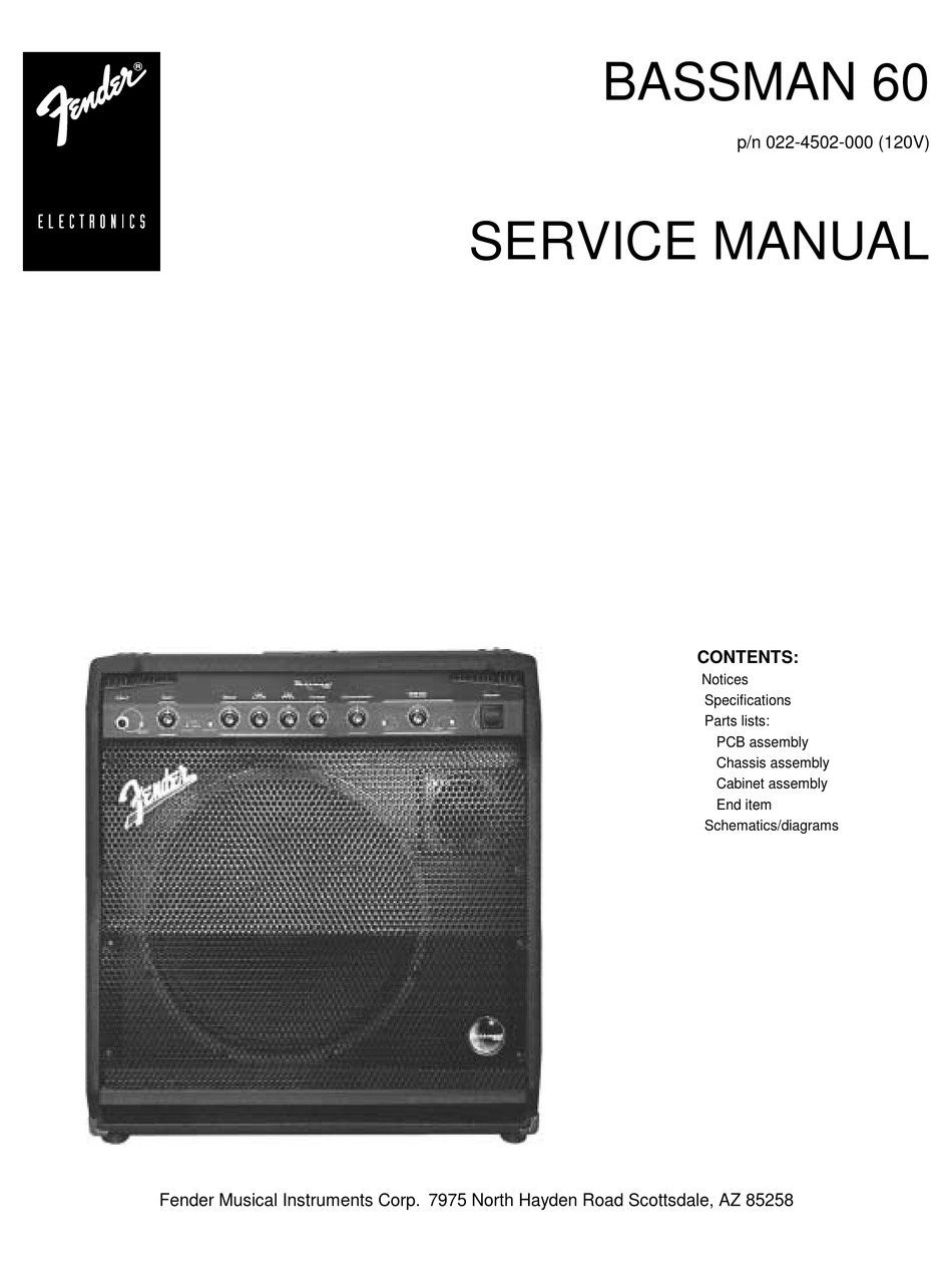 Fender Bassman 60 Service Manual Pdf Download Manualslib