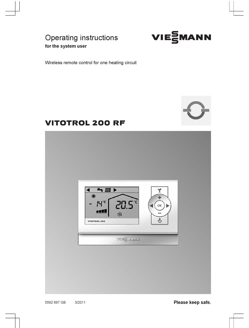 VIESSMANN VITOTROL 200 RF OPERATING INSTRUCTIONS MANUAL Pdf Download