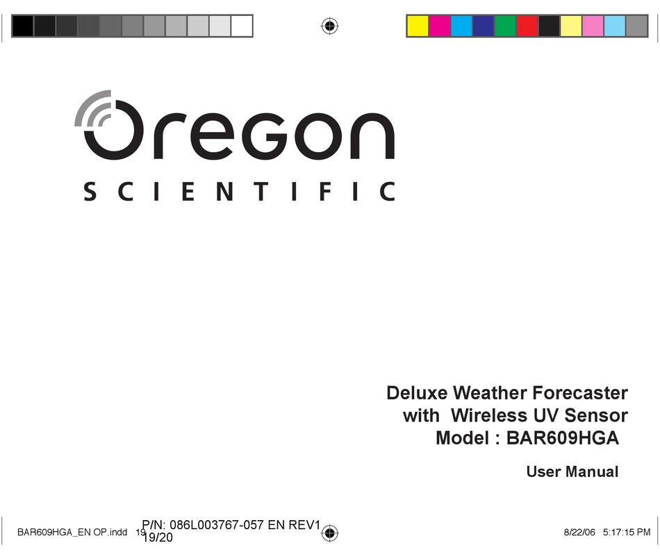 User manual Oregon Scientific BAR208HG (English - 9 pages)