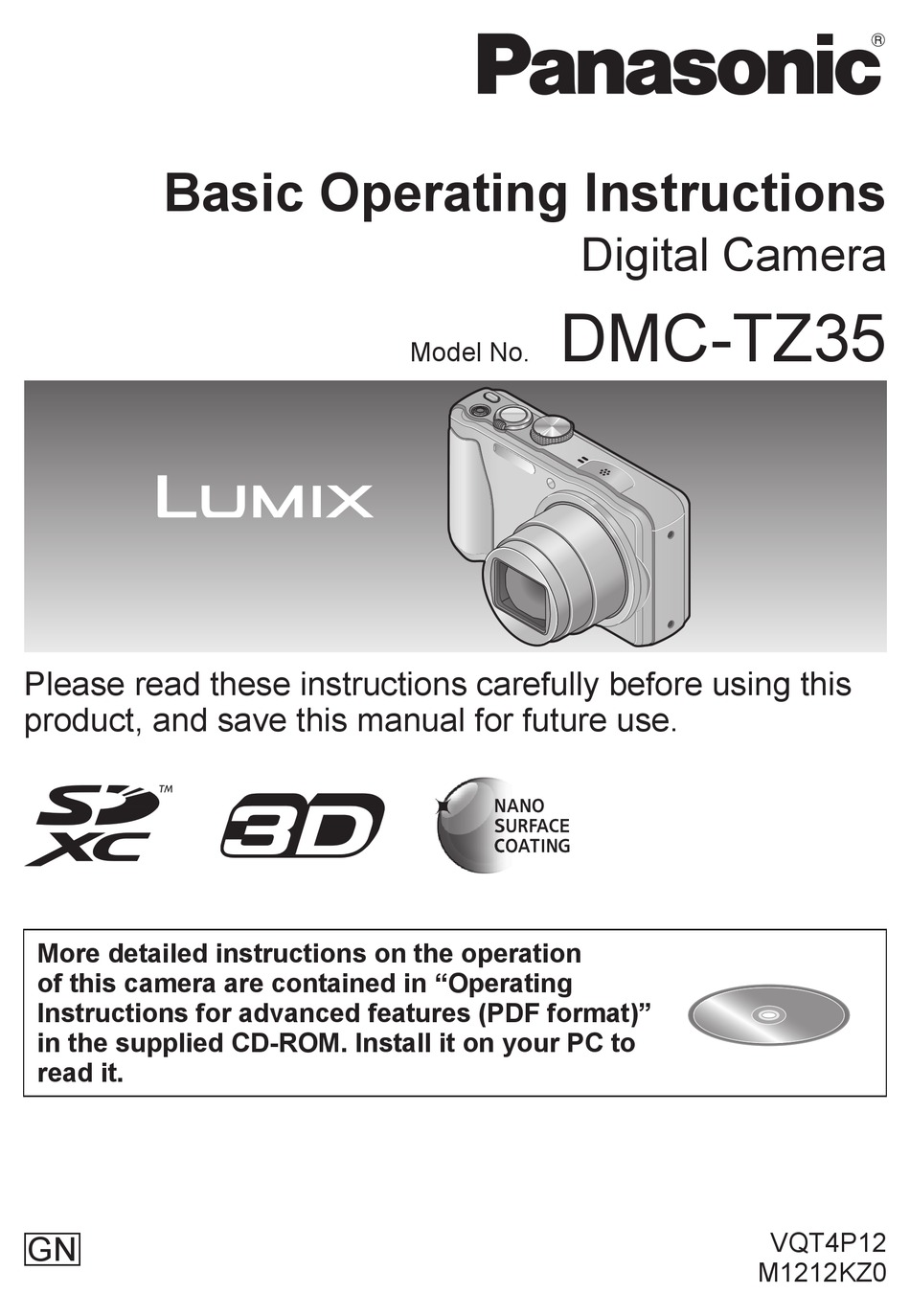 PANASONIC LUMIX DMC-TZ35 BASIC OPERATING INSTRUCTIONS MANUAL Pdf ...