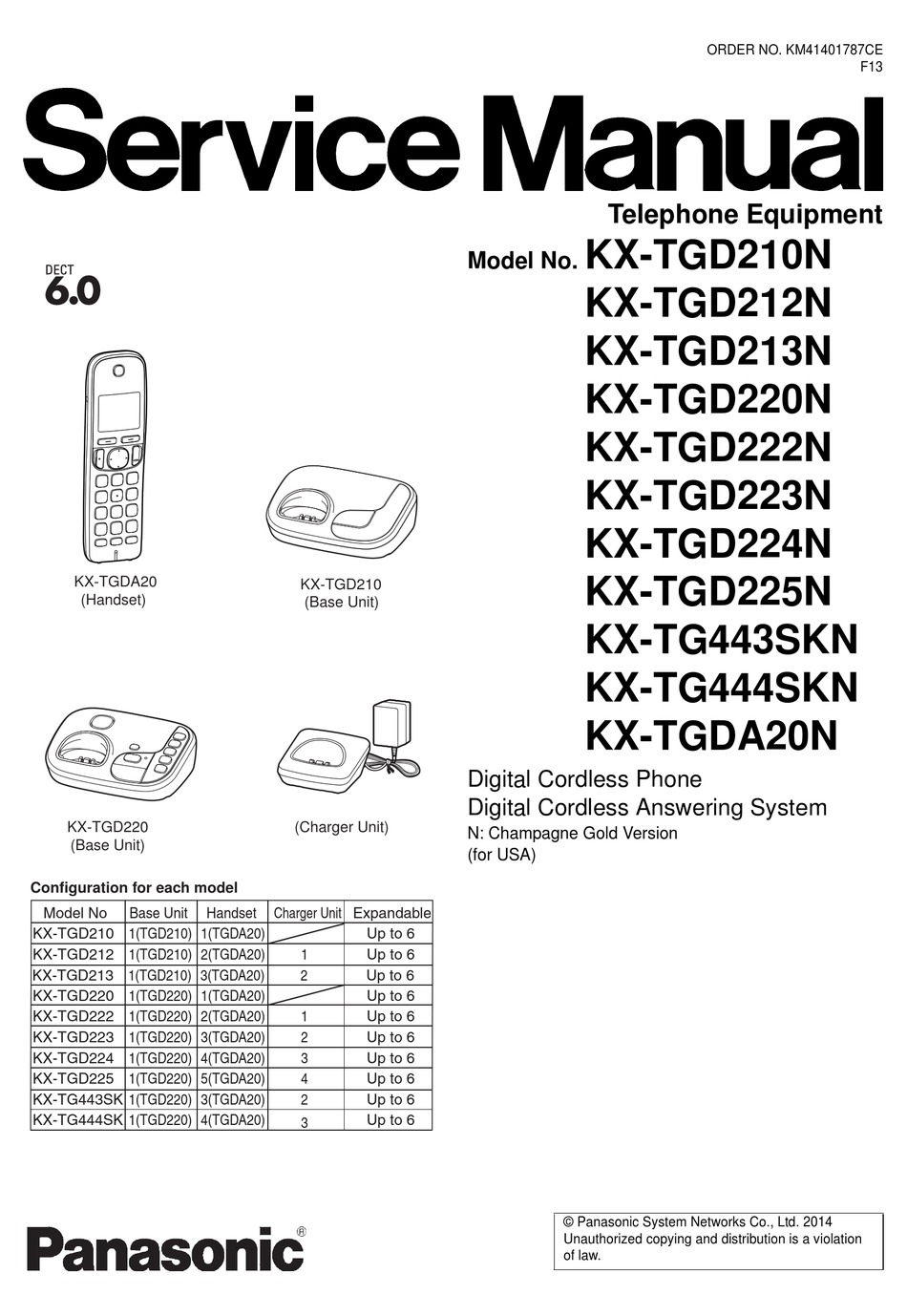 Panasonic KX-TGDA20n  MAIN BASE  KX-TGD220N KX-TGD213N 