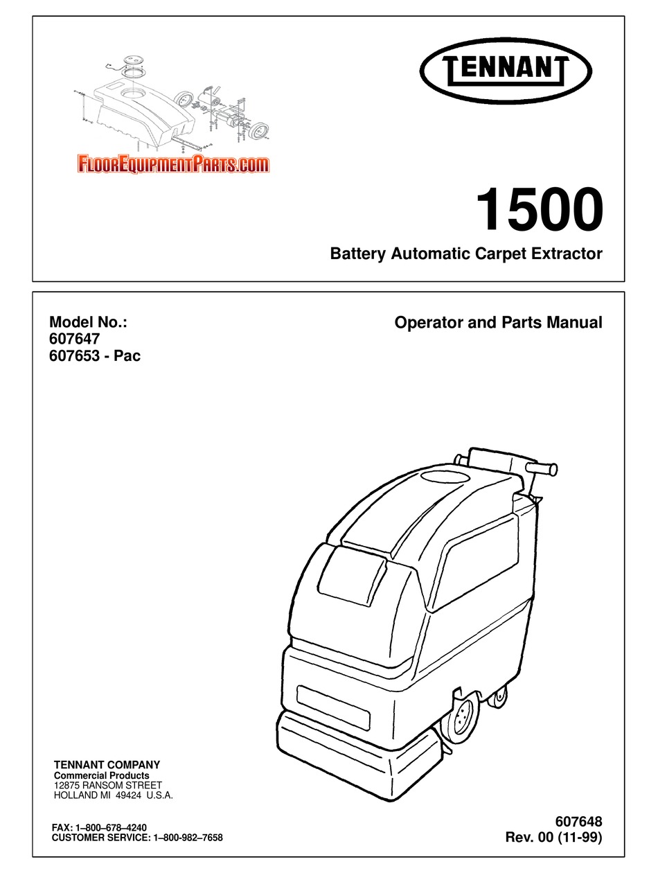 TENNANT 1500 OPERATOR AND PARTS MANUAL Pdf Download | ManualsLib