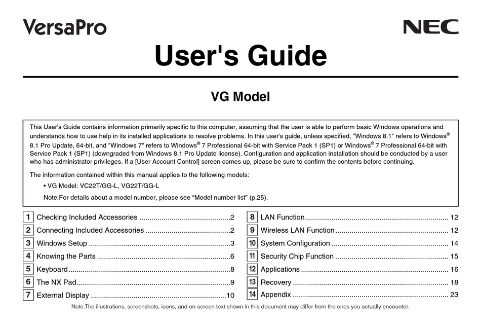 NEC VERSAPRO VG USER MANUAL Pdf Download ManualsLib