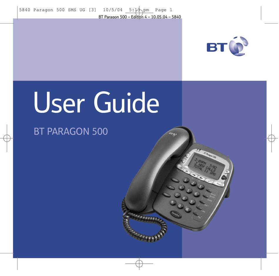 Bt Paragon 500 User Manual Pdf Download Manualslib