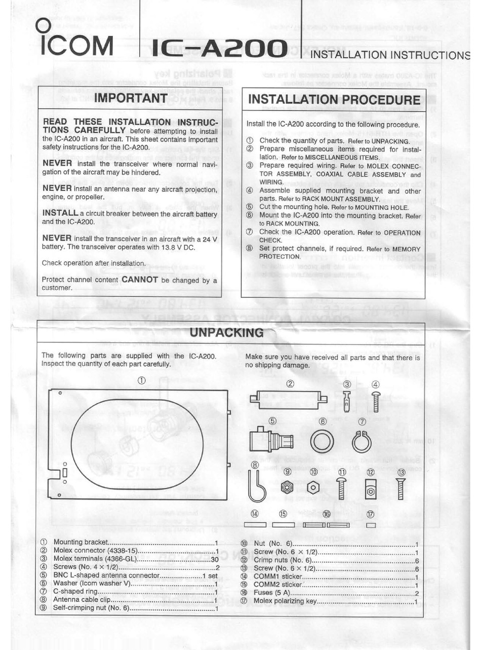 ICOM IC-A200 INSTALLATION INSTRUCTIONS MANUAL Pdf Download | ManualsLib