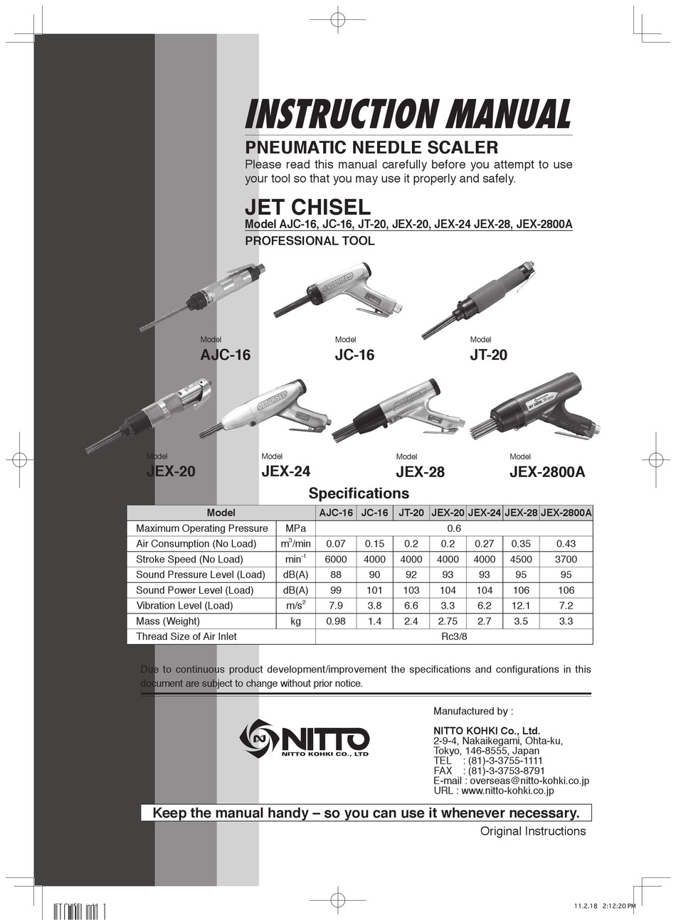 NITTO AJC-16 INSTRUCTION MANUAL Pdf Download | ManualsLib
