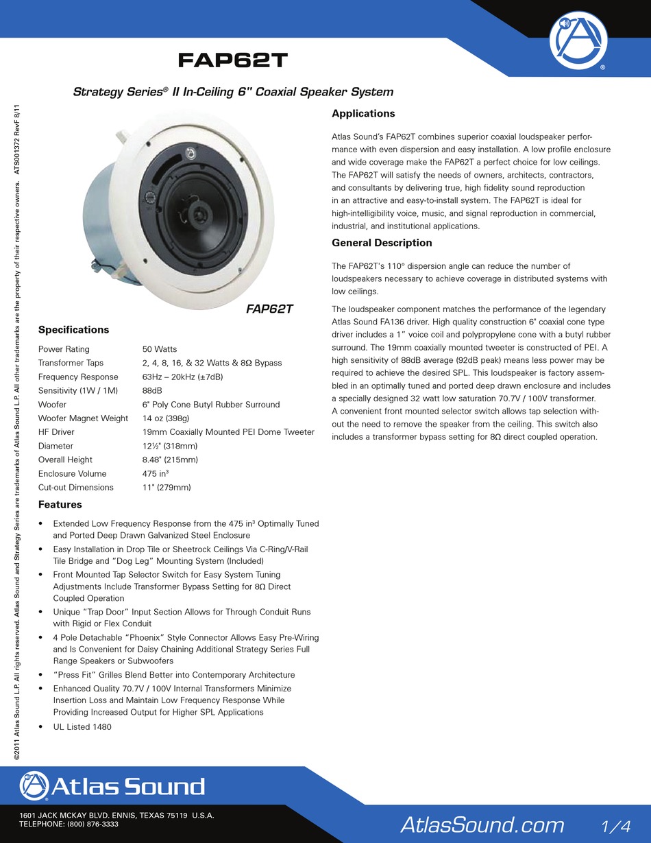 ATLAS FAP62T MANUAL Pdf Download 