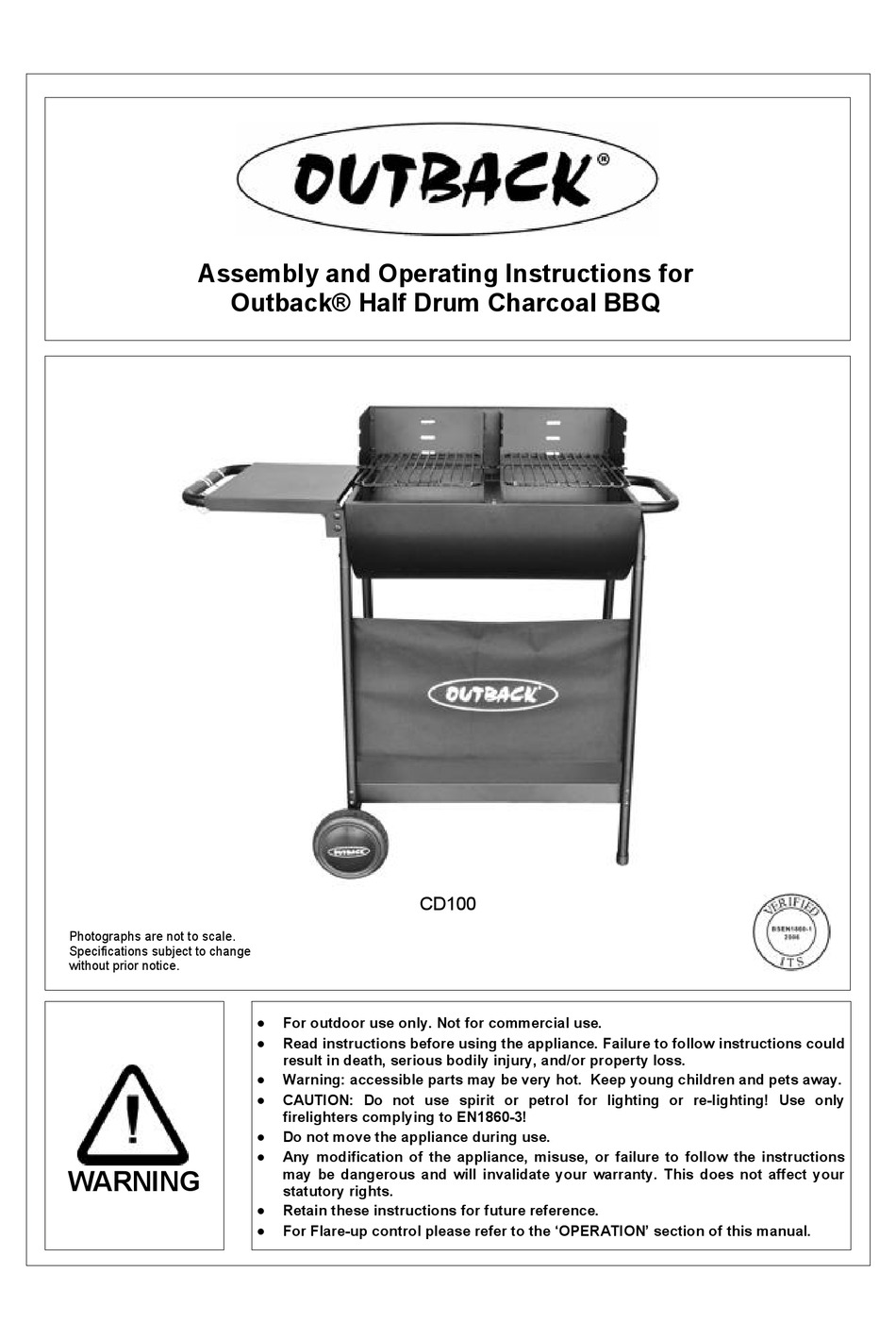 OUTBACK CD100 ASSEMBLY AND OPERATING INSTRUCTIONS MANUAL Pdf Download ...