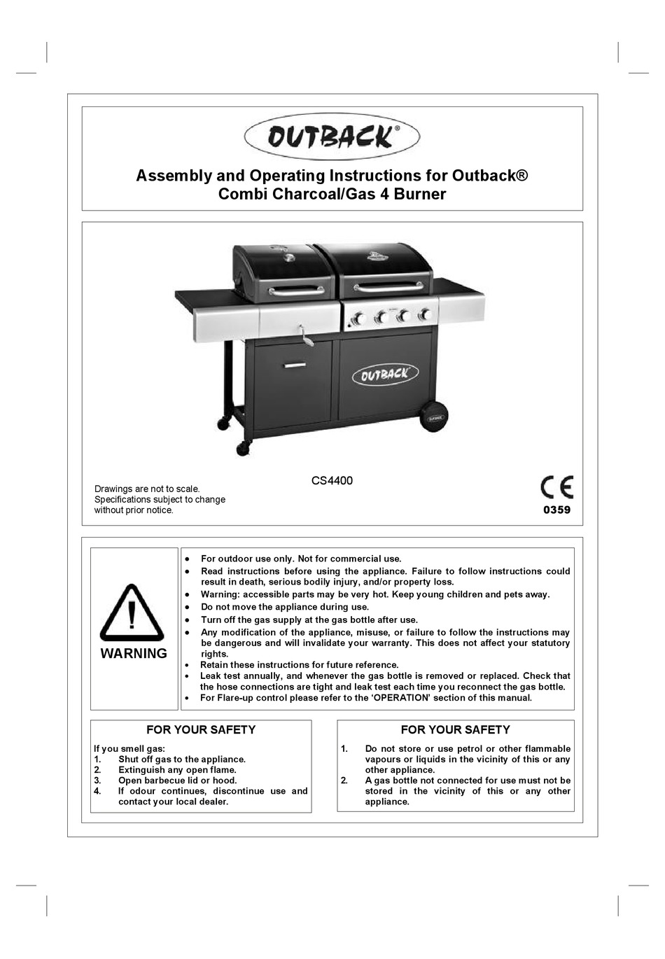 OUTBACK CS4400 ASSEMBLY AND OPERATING INSTRUCTIONS MANUAL Pdf Download ...