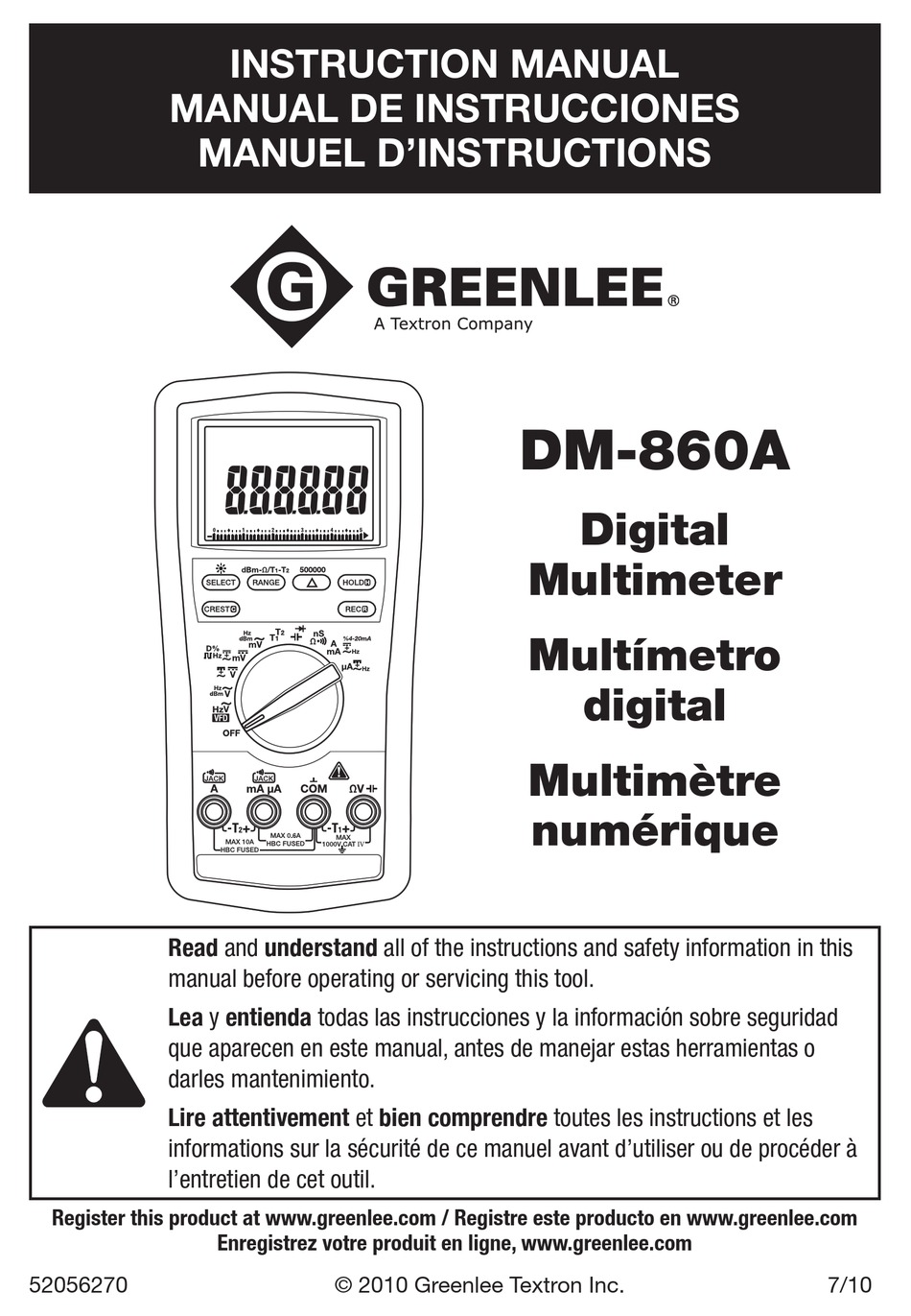 GREENLEE DM860A INSTRUCTION MANUAL Pdf Download ManualsLib